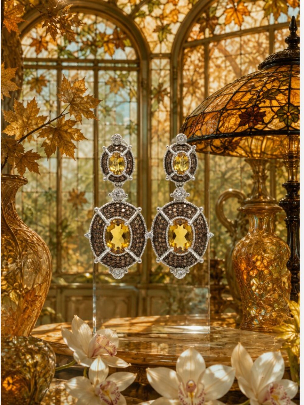 Judith Ripka 8.50 TCW Ginger Quartz Designer Drop Earrings NIB